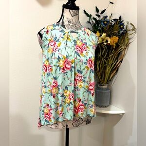 Pomelo Floral Sleeveless Blouse - Mint Green and Pink